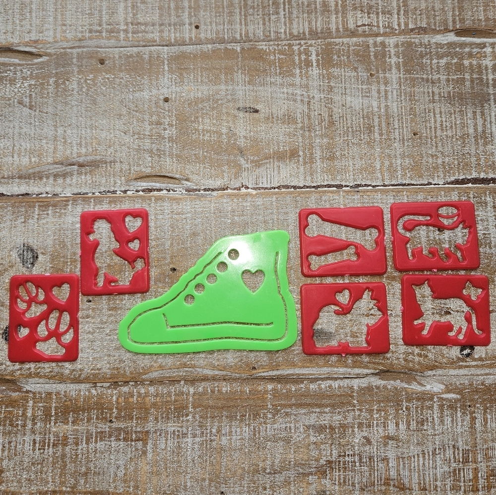 Vintage | Lot Of 7 Original Lisa Frank Hard Plastic Stencils | Dogs Cats Shoe